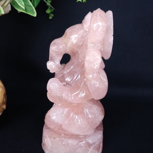 Rose quartz Ganesha, Pink Quartz Ganesha, Gemstone Ganesha, Hindu God Ganesha, Meditation Altar, Spiritual Decor, Prayer Pooja idols image 6