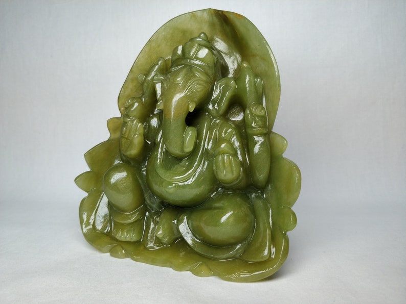 Jade Ganesha Hindu mythology art Gemstone figures Aventurine Ganesha Semiprecious stone figures Gemstone Ganesha Hindu God sculptures