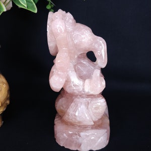 Rose quartz Ganesha, Pink Quartz Ganesha, Gemstone Ganesha, Hindu God Ganesha, Meditation Altar, Spiritual Decor, Prayer Pooja idols image 4