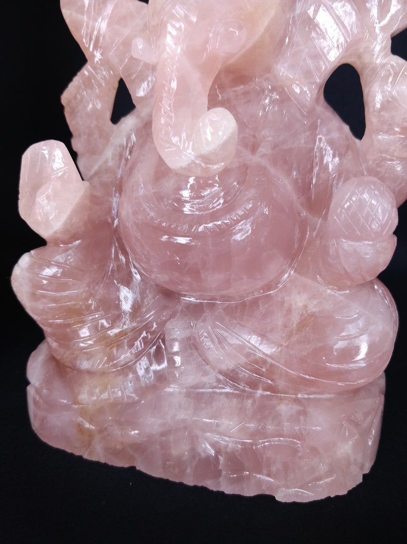 Rose quartz Ganesha, Pink Quartz Ganesha, Gemstone Ganesha, Hindu God Ganesha, Meditation Altar, Spiritual Decor, Prayer Pooja idols image 9