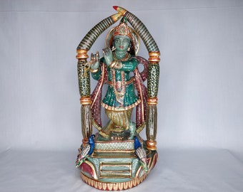 Green Jade krishna, Green Aventurine krishna, Carved Stone krishna, Krishna statues, Gemstone krishna, Iskcon Krishna, Hindu God krishna