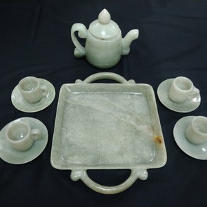 Jade Tea pot set, Jade Coffee set, Jade Kettle, Jade cups, Jade mugs, Jade saucers, Jade Plates, Jade tray, Jade stone Tea cups and sets