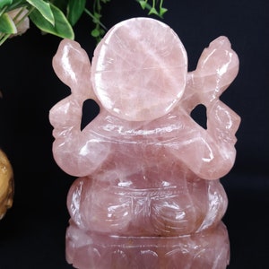 Rose quartz Ganesha, Pink Quartz Ganesha, Gemstone Ganesha, Hindu God Ganesha, Meditation Altar, Spiritual Decor, Prayer Pooja idols image 5