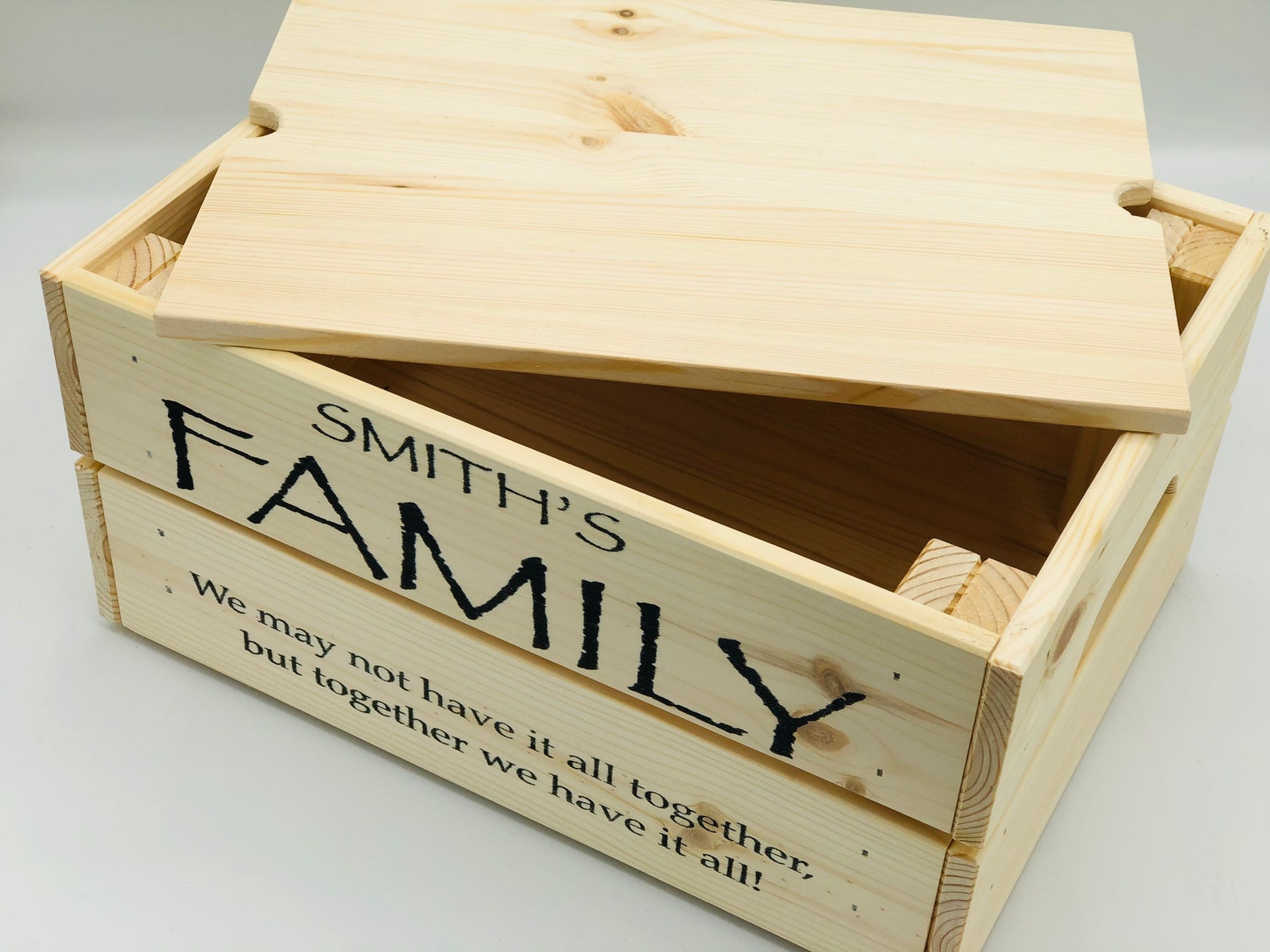 Family storage box with lid crate gift hamper anniversary Etsy
