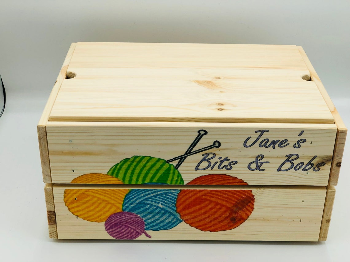 Wooden gift box storage hamper craft box with lid sewing Etsy