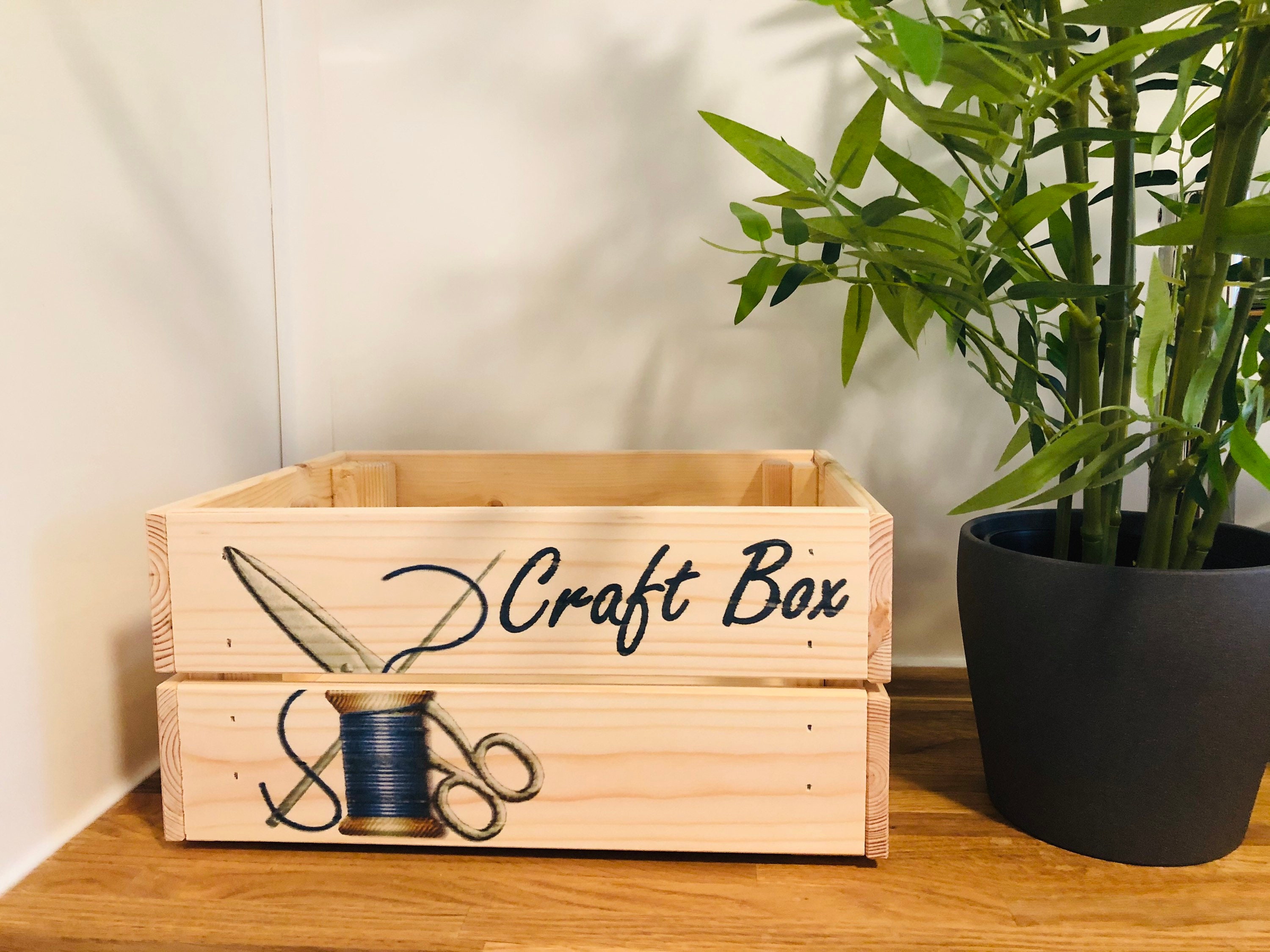 Wooden gift box storage hamper craft box sewing knitting bits Etsy