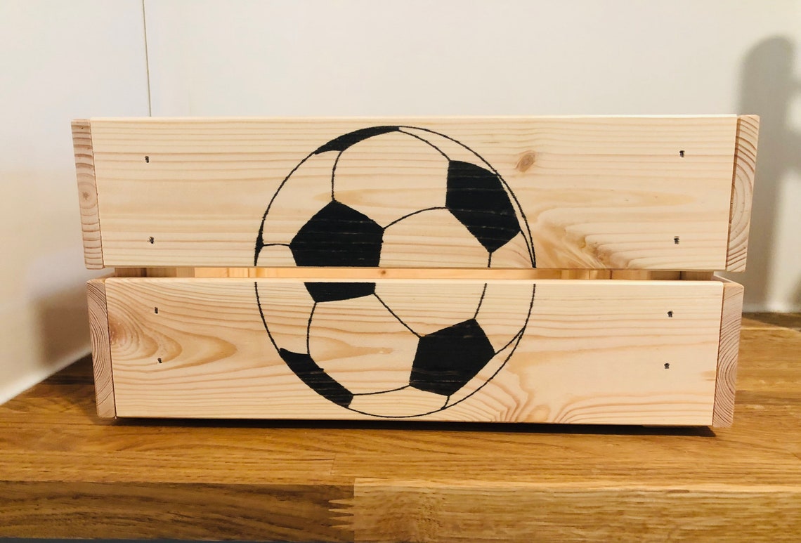 Football gift hamper / stackable storage boxes / wooden crate/ Etsy
