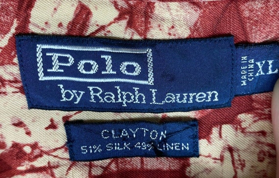 Ralph Lauren Clayton Shirt Mens XL Silk Linen Hawaiian Tropical Red Button  Down