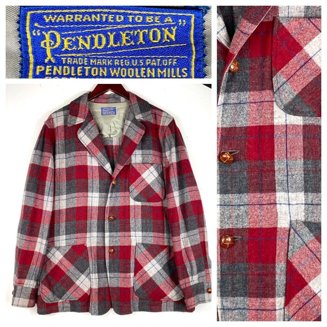 Vtg 60s 70s Pendleton Shirt Jacket Shacket Coat Mens Medium Plaid