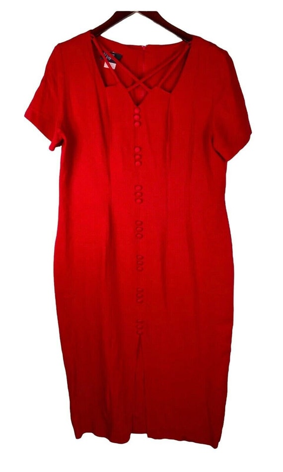Vtg 80s 90s Dawn Joy Dress Shirtdress 18 XL 1X Red