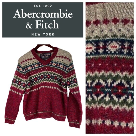 Vintage Abercrombie u0026 Fitch the big sweater fair isle knit pullover medium  Y2k www.osp.byczyna.info