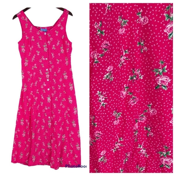 Vtg Koret Small Shirtdress Midi Dress Jumper Pink… - image 1
