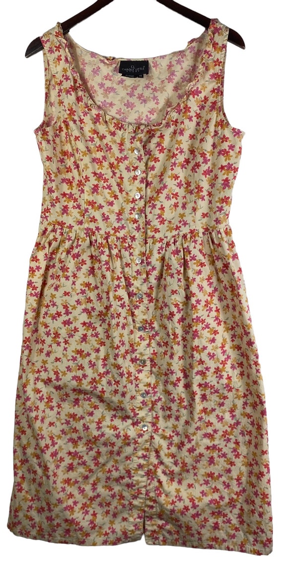 VTG 80s 90s Carole Little Dress Sz 14 XL Floral Y… - image 2