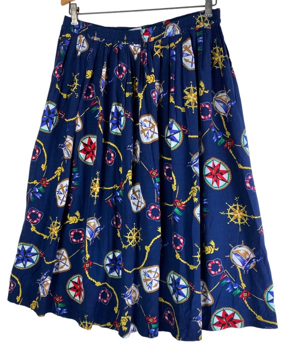 Vtg Alfred Dunner 18 1X Midi Maxi Skirt Nautical … - image 2