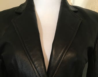 Vintage 90s Cache Leather Blazer Jacket XS
