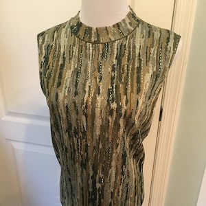Vintage St. John Sleeveless Green Metallic Top