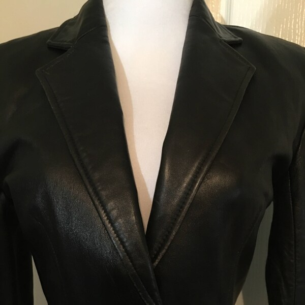 Vintage 90s Cache Leather Blazer Jacket XS