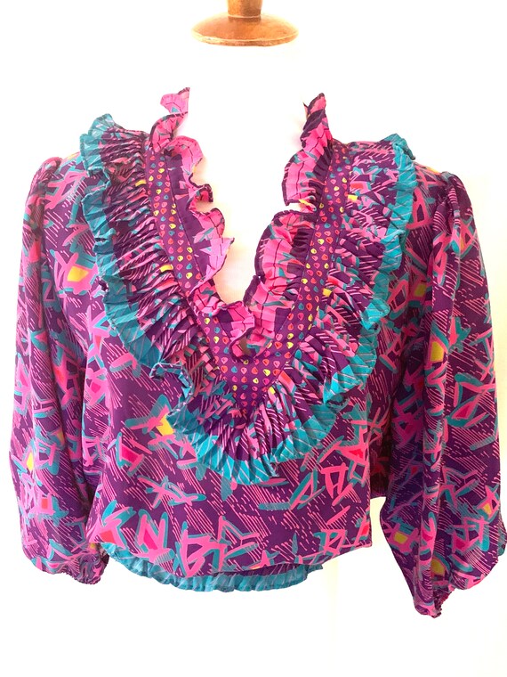 Vintage Ruffle Purple Blouse