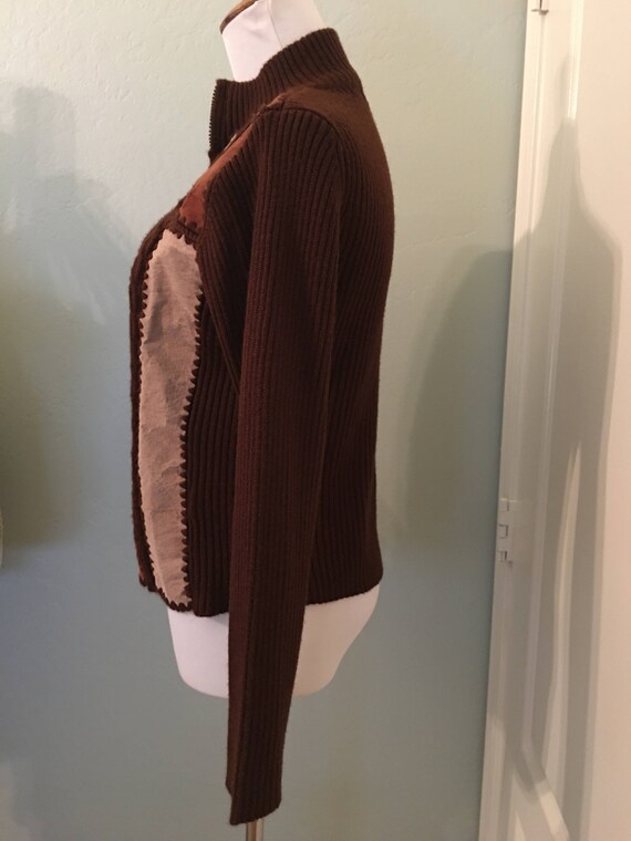 Vintage Gizel Suede Knit Patchwork Sweater Jacket - image 5