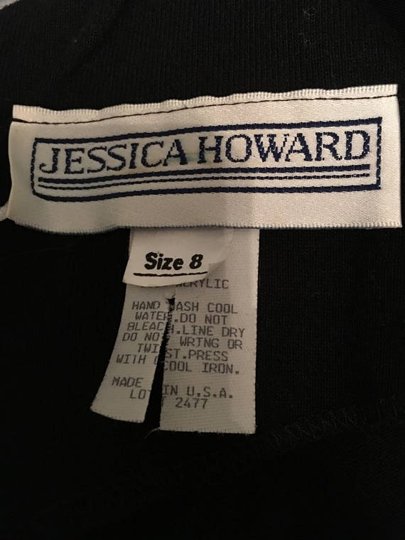 Vintage Jessica Howard Black and Abstract Knit Dr… - image 5