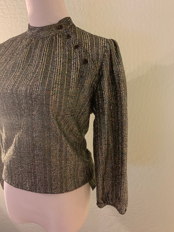 Amazing Lame Silver Iridescent Blouse - image 3