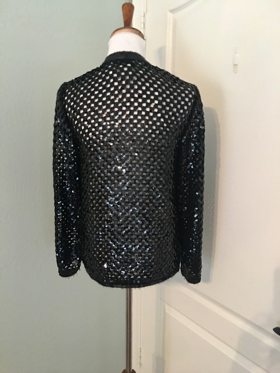 Vintage Three Flaggs Black Sequin Knit Sweater - image 2