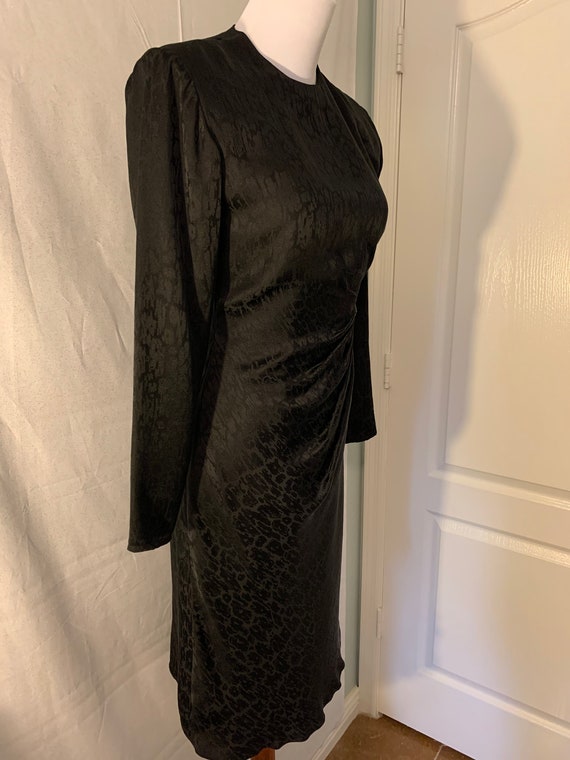 Vintage Black Silk Jacquard Beaded Dress - image 6