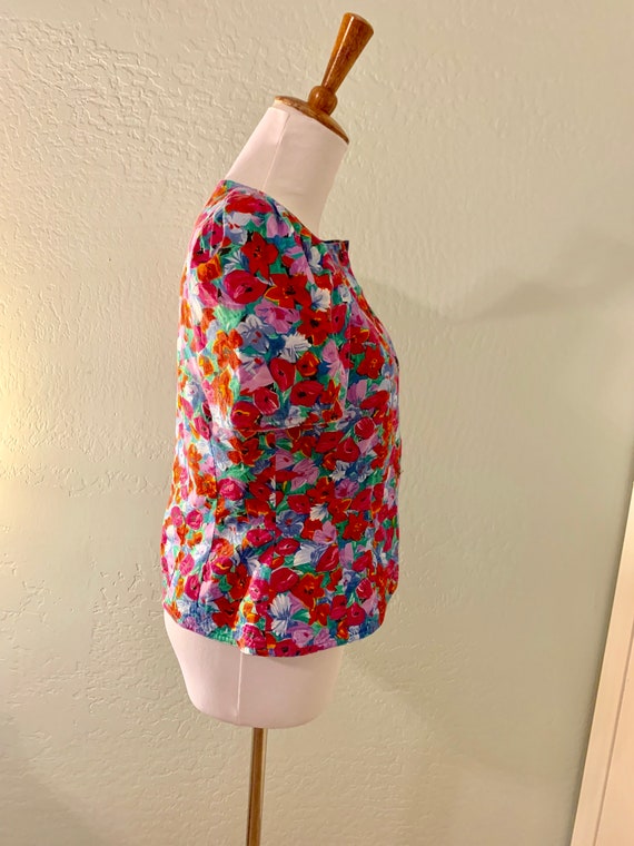 Vintage 80s Floral Puff Sleeve Jacket - image 3