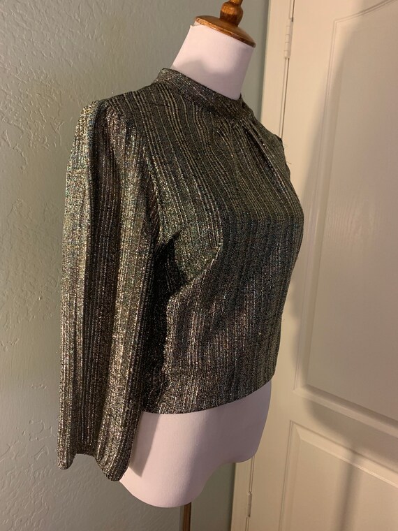 Amazing Lame Silver Iridescent Blouse - image 4