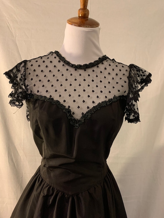 Vintage Black Polka Dot Tulle Gunne Sax Dress
