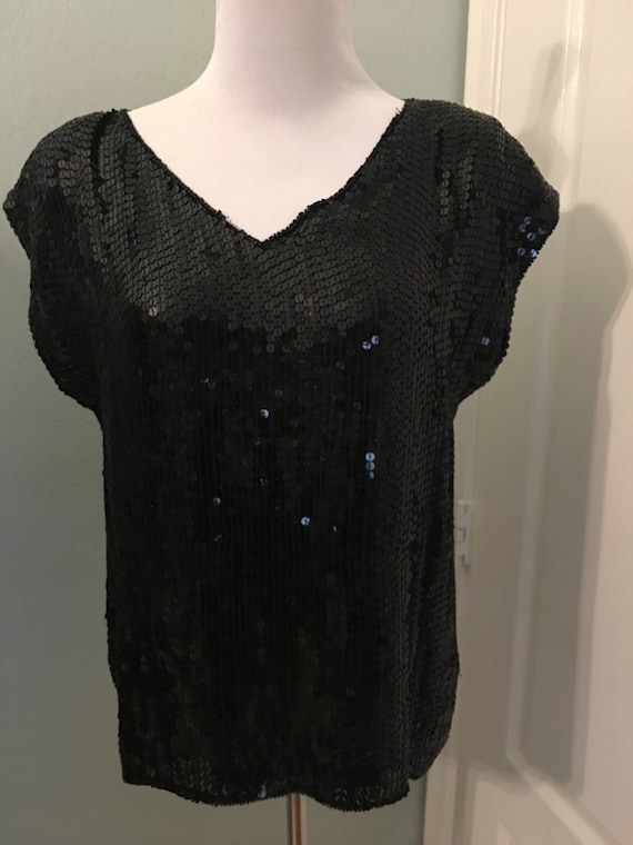 black sequin blouse