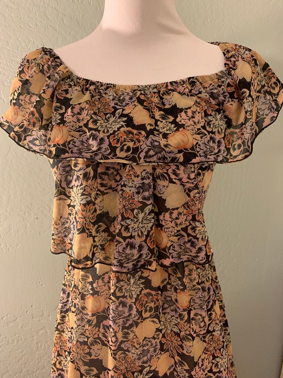 Vintage 70s Fruit and Floral Ruffle Sundress