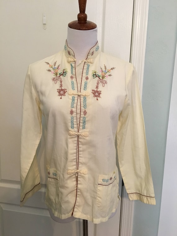 Vintage Embroidered Chinoiserie Blouse