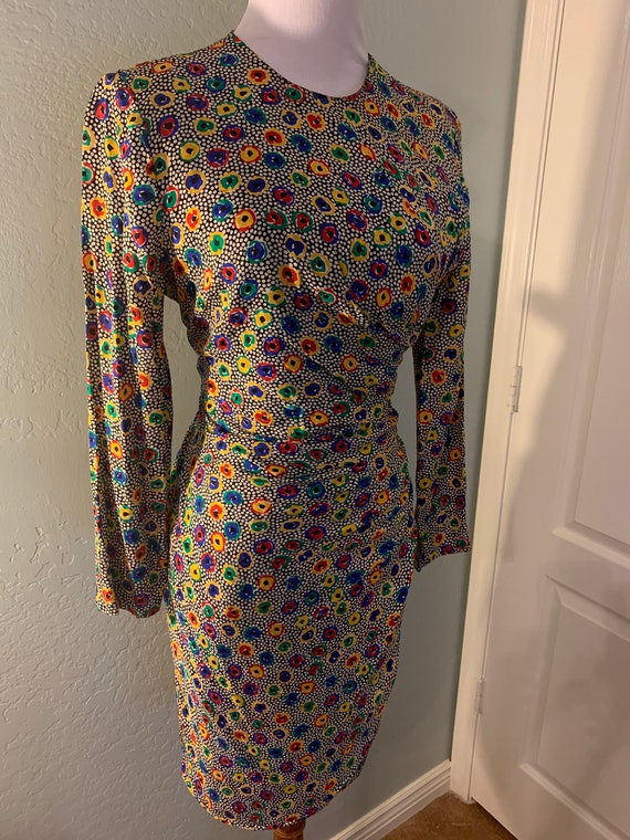 Vintage Silk Richilene NY Silk Rouched Dress