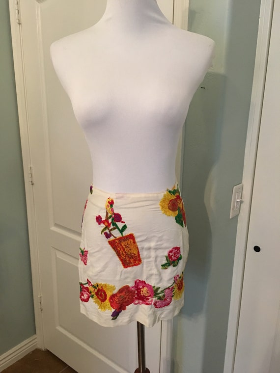 Vintage 90's Hand Embroidered Mini Skirt