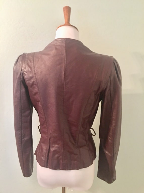 Vintage 80s Leather Puff Sleeve Jacket - Gem