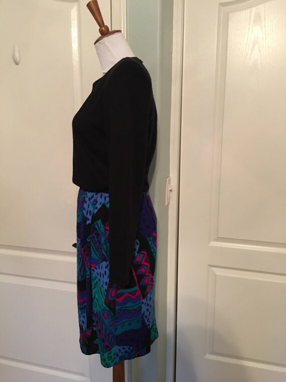 Vintage Jessica Howard Black and Abstract Knit Dr… - image 3