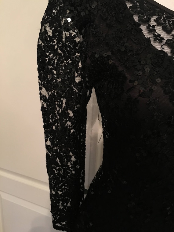 Vintage Marie St. Claire Black Lace Sequin Dress - image 4