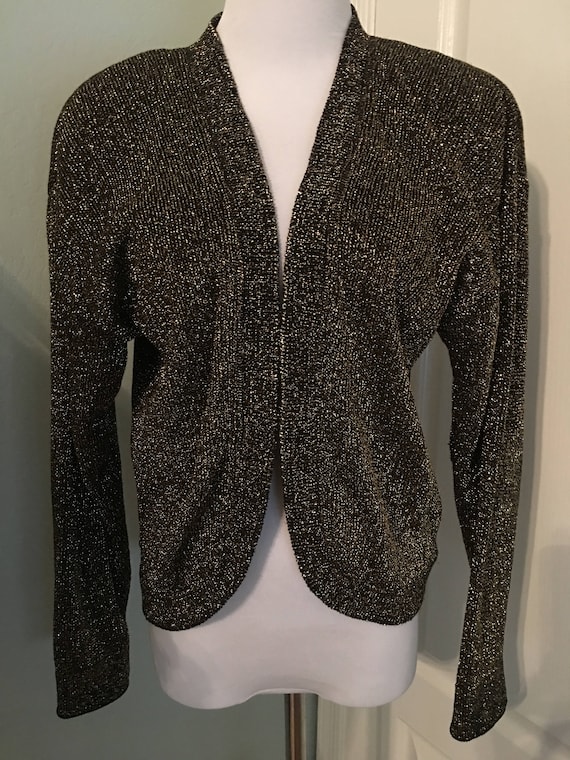 Vintage Pierre Cardin Metallic Gold Black Sweater 