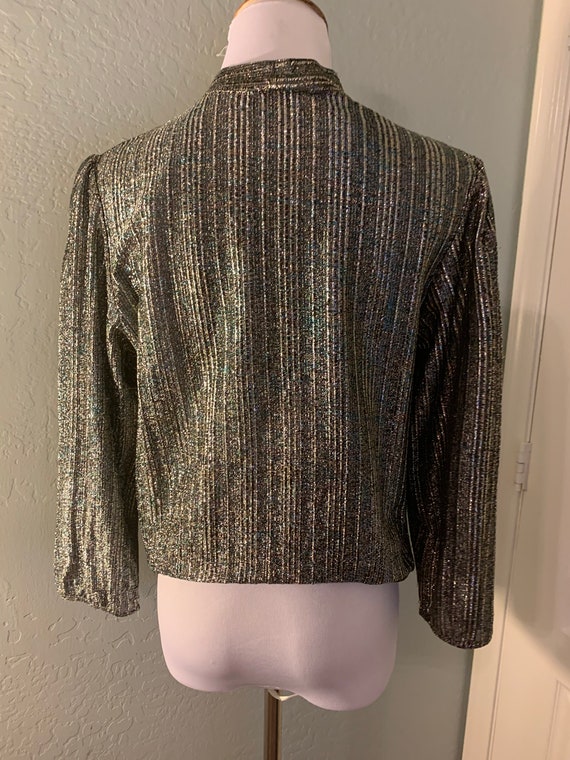 Amazing Lame Silver Iridescent Blouse - image 5