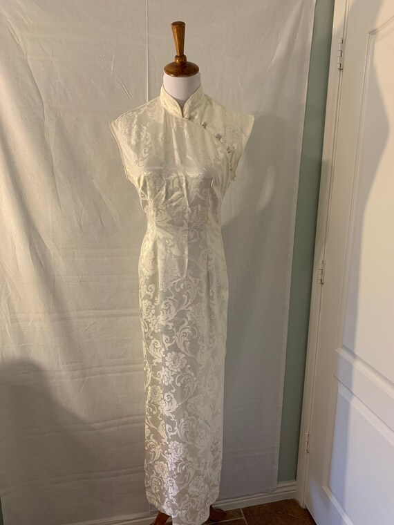 Vintage Silky Asian Floral Dress