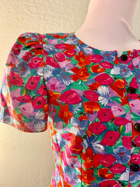 Vintage 80s Floral Puff Sleeve Jacket