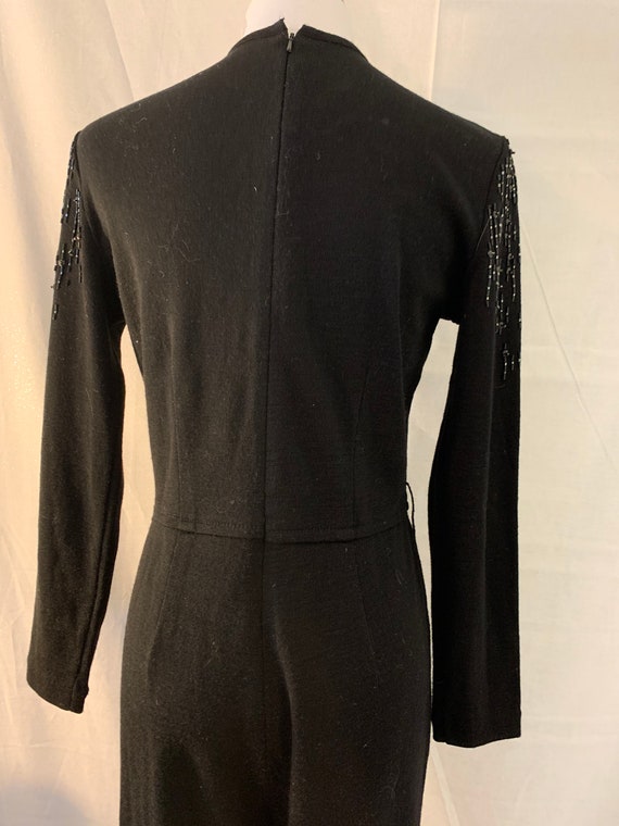 Vintage Black Knit Beaded Jumpsuit - image 6