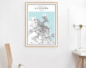 A Coruna Map Print, A Coruna Map Print, A Coruna Map Poster, City Map Print, Map Of A Coruna, A Coruna Map Wall Art