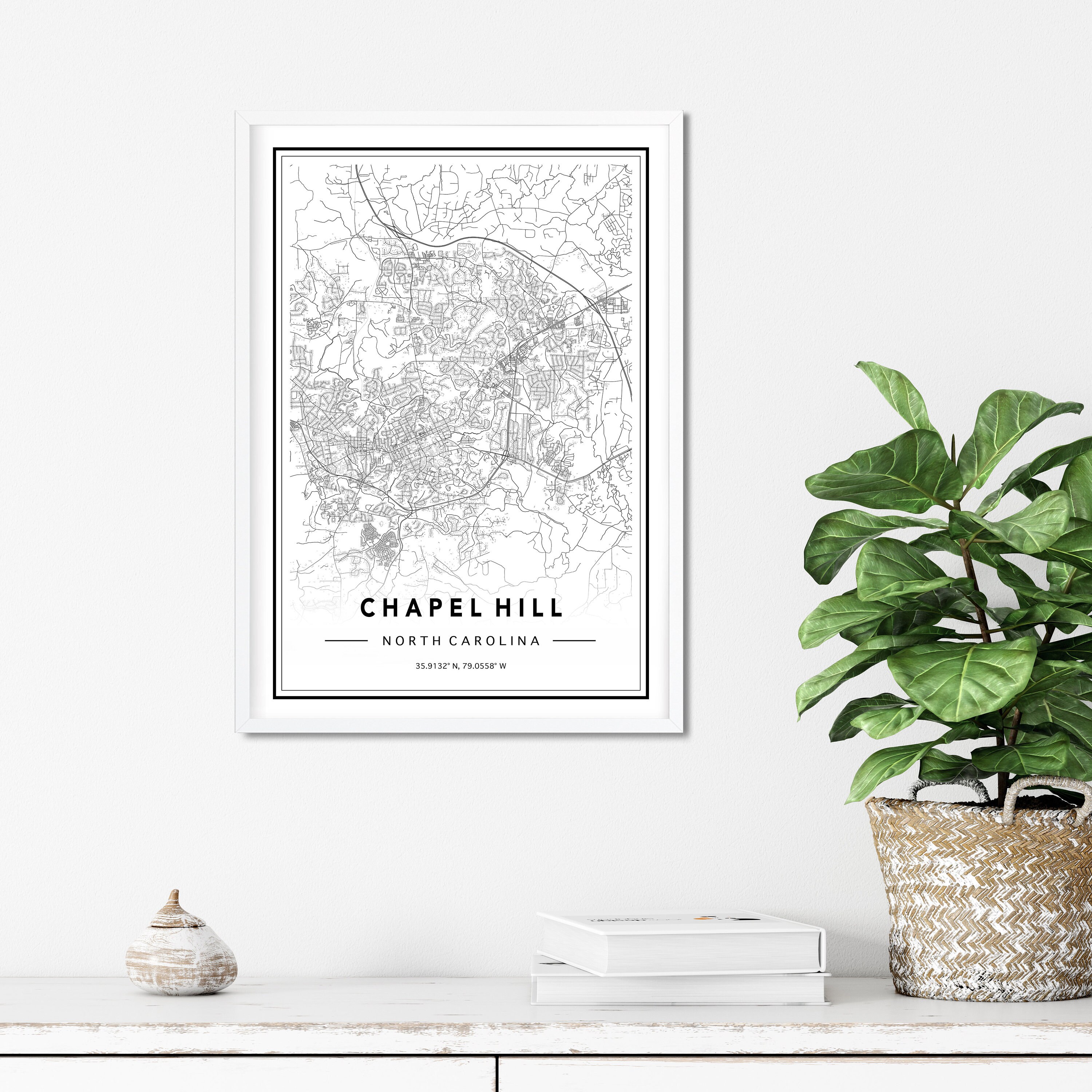 Chapel Hill NC Map Print Custom Map Chapel Hill City Map | Etsy