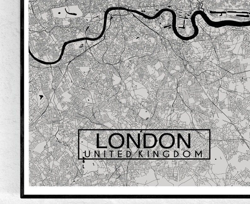 City Map Print London City Map Print Travel Gift Map Wall Art Custom Map Print London Grey Wall Art Graduation Gift House Warming