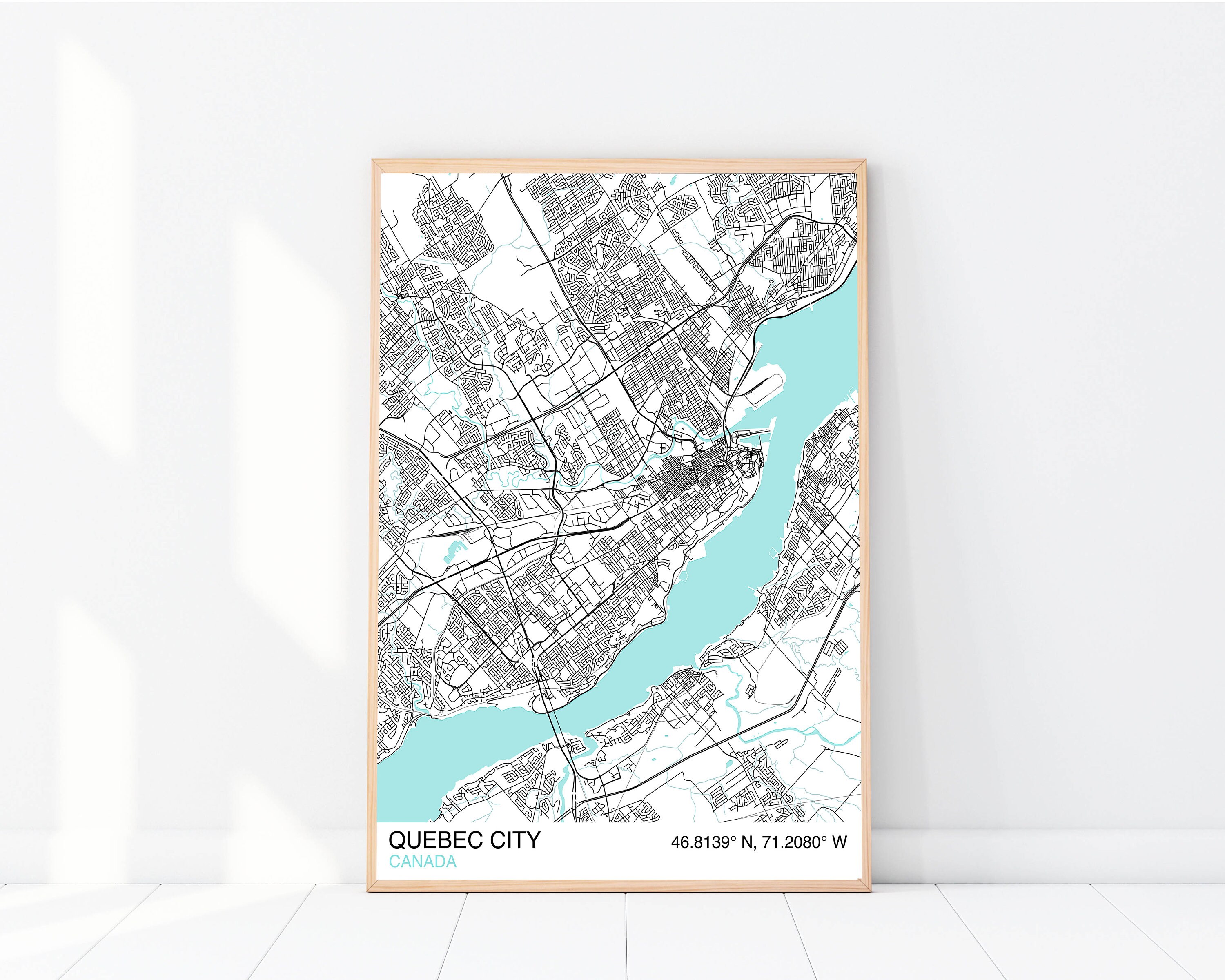 Quebec City Map Print Map Wall Art City Map Poster Quebec Etsy