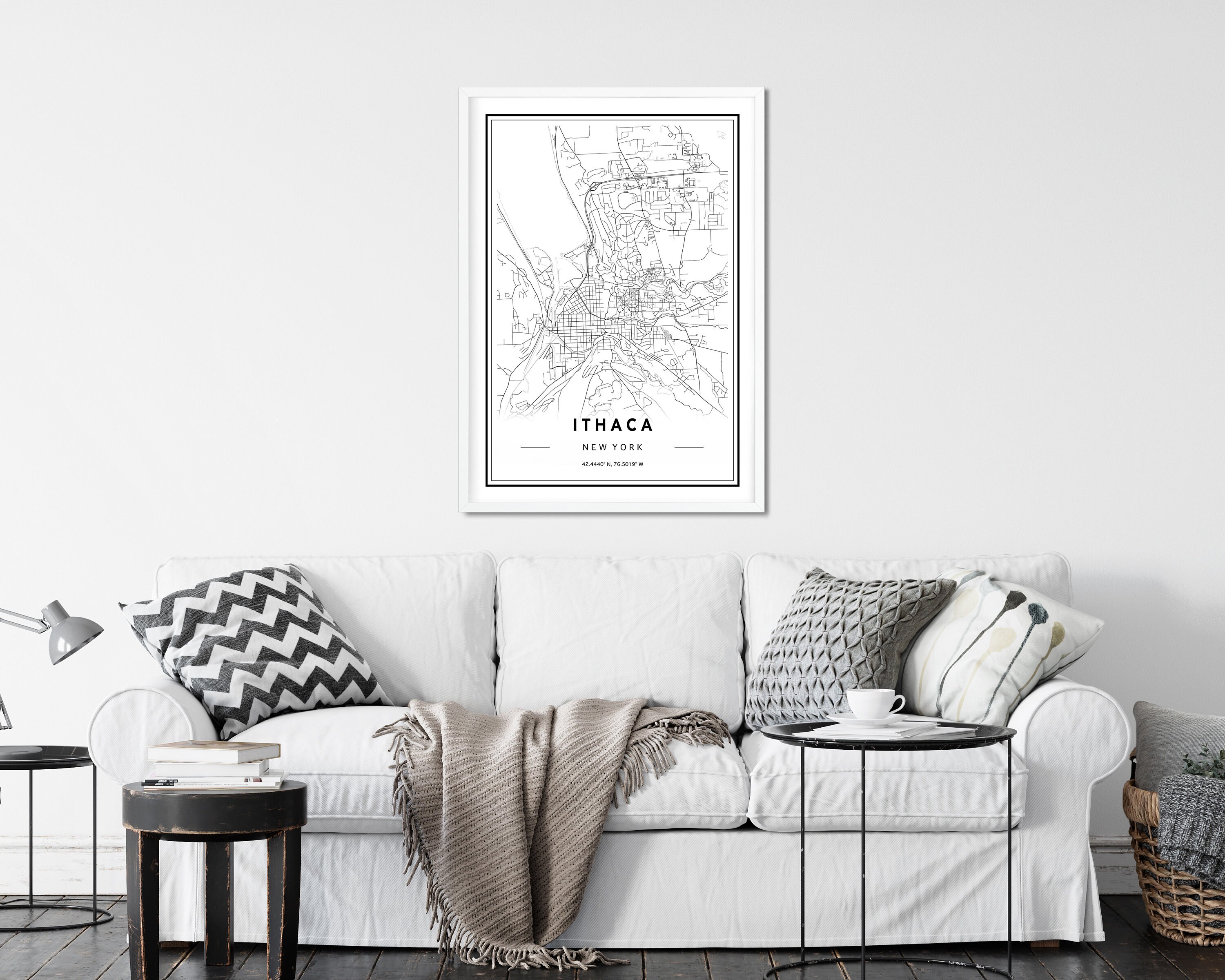 Ithaca New York Map Custom Map Print Ithaca NY Map Poster | Etsy