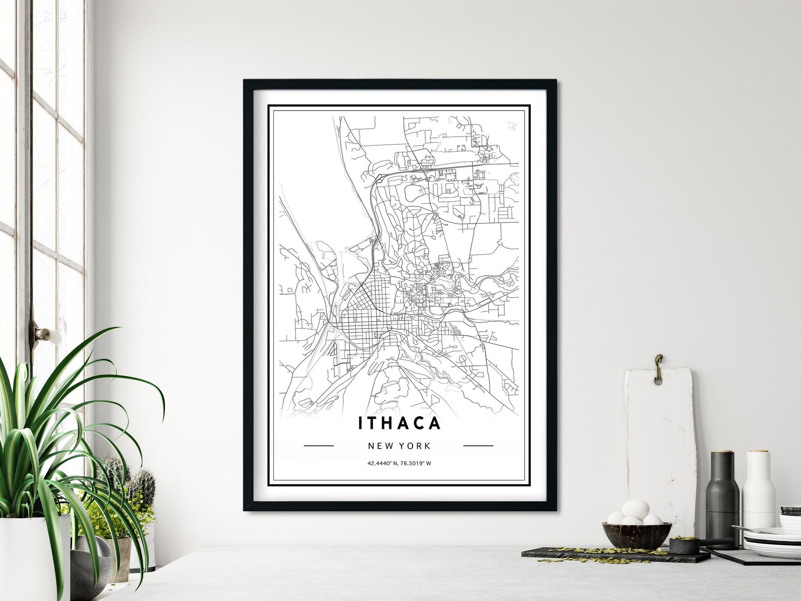 Ithaca New York Map Custom Map Print Ithaca NY Map Poster | Etsy