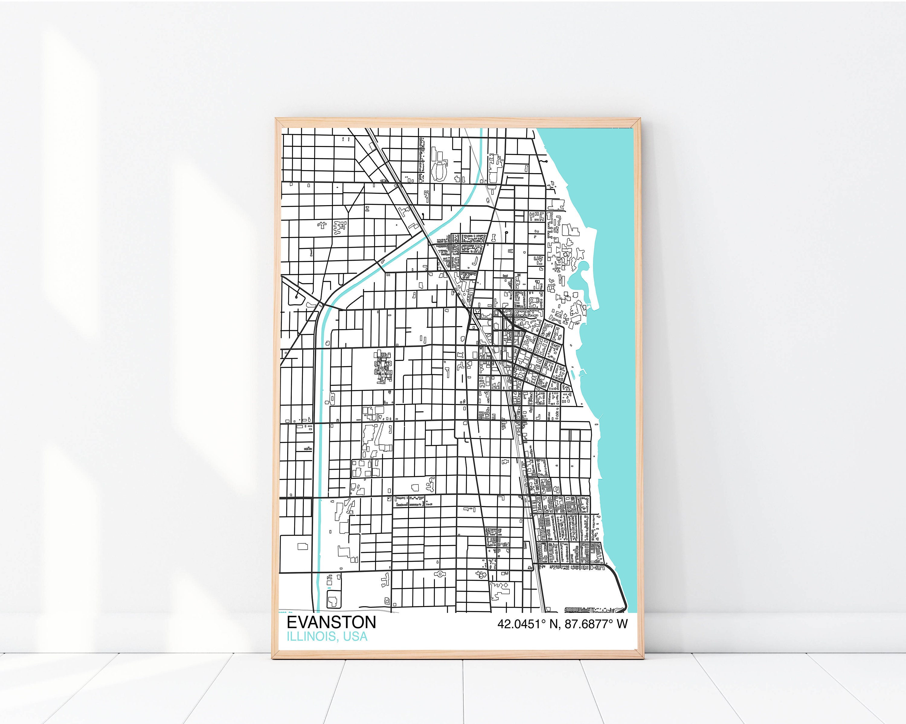 Evanston Map Print Map Wall Art City Map Poster Evanston | Etsy